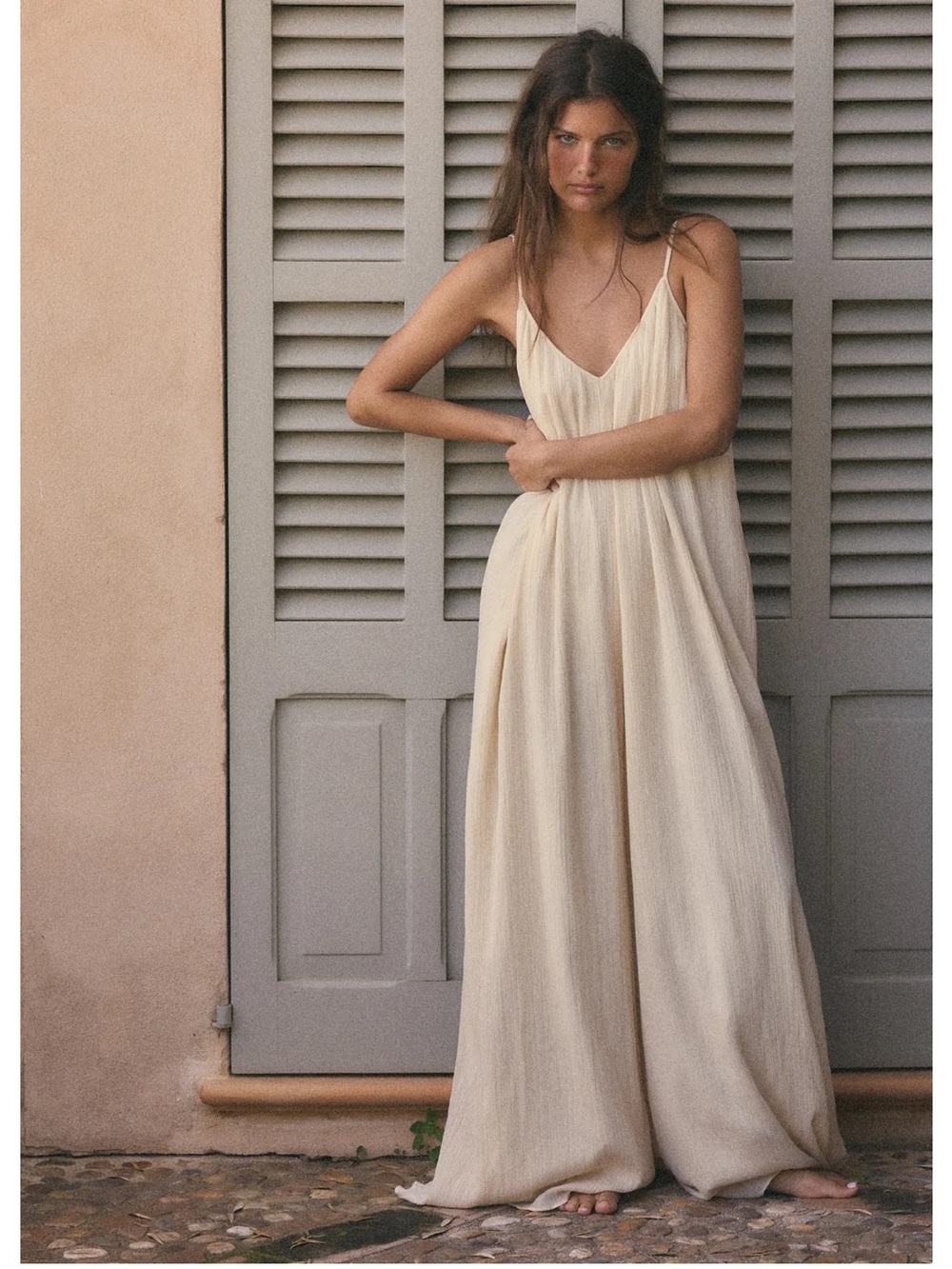 LONG TEXTURED STRAP JUMPSUIT